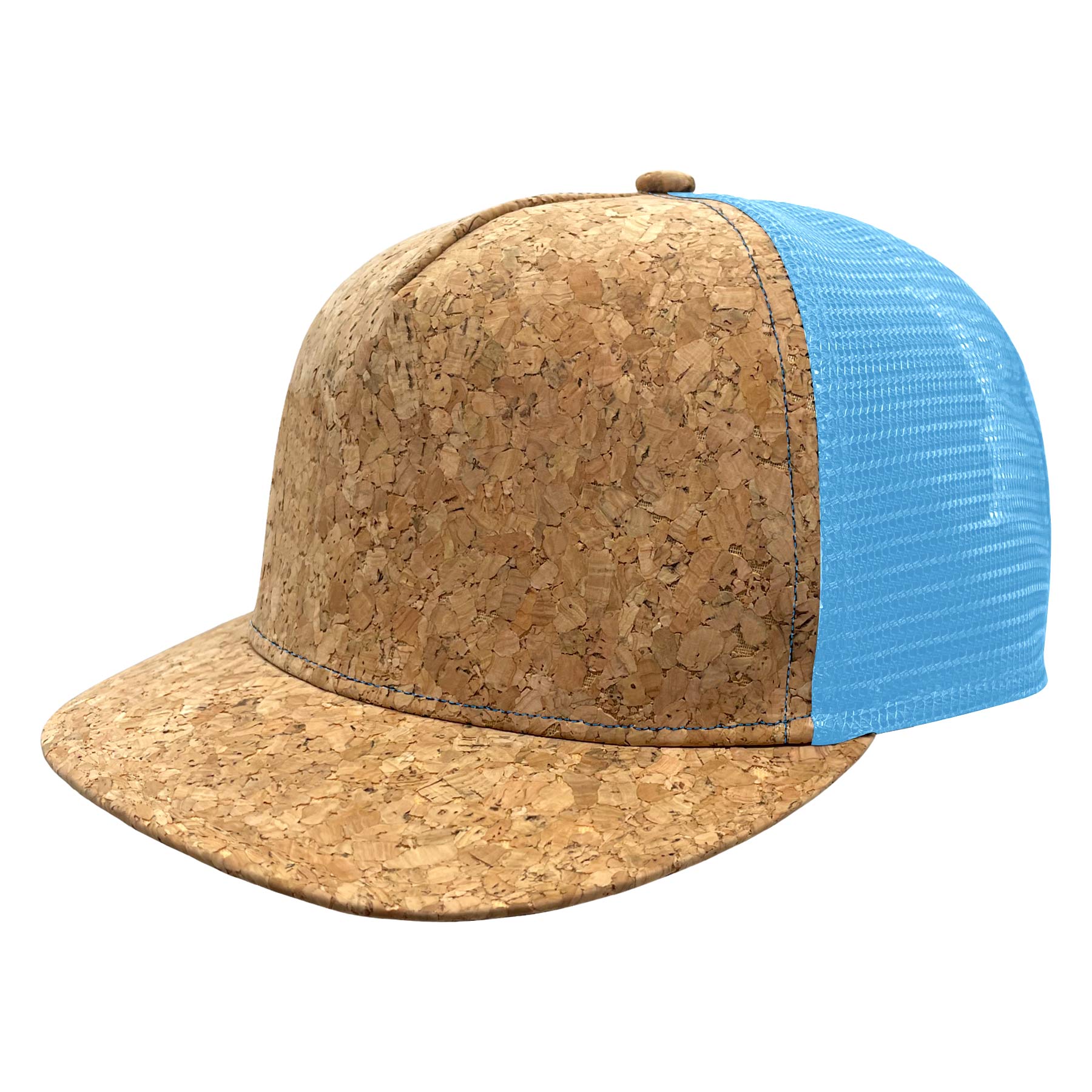 FlyFlyPromos - Cork Flat Visor 5 Panel Snapback Mesh Back Trucker Hat Image 6 - Promotional Product